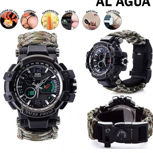 RELOJ TACTICO RESISTENTE AL AGUA MULTIFUNCIONAL