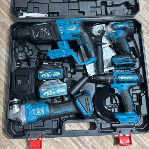 SET DE HERRAMIENTAS 5PZ (ROTOMARTILLO,MINITALADRO, TALADRO DE IMPACTO Y PULIDOR) (2 UND X CAJA)