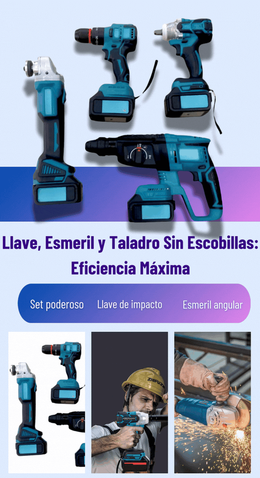 SET DE HERRAMIENTAS 5PZ (ROTOMARTILLO,MINITALADRO, TALADRO DE IMPACTO Y PULIDOR) (2 UND X CAJA)